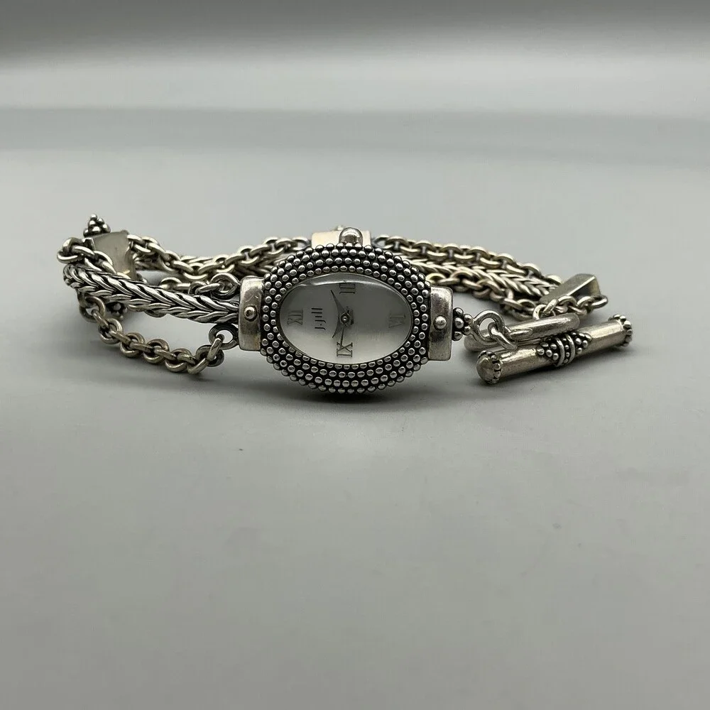 J. Jill Womens Watch 18mm MOP Dial Silver Tone Beaded 10260 New Battery 7.5